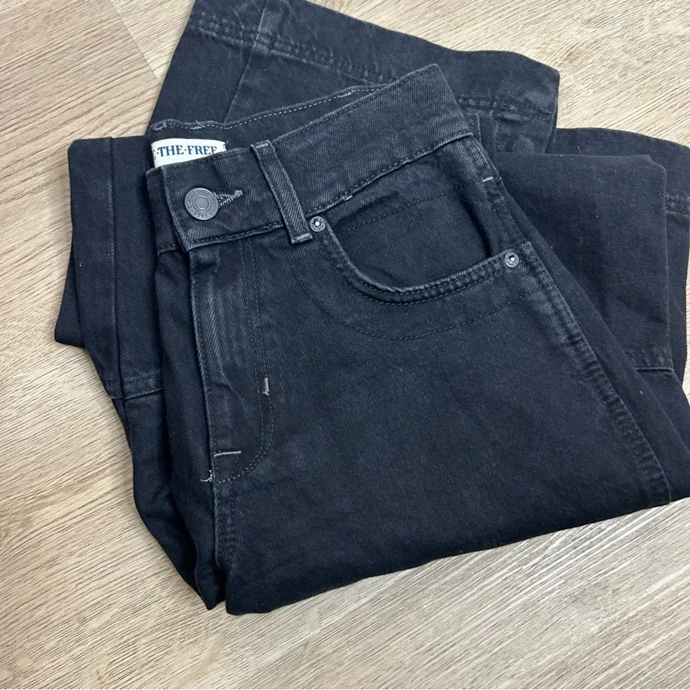 Free People 100% Cotton Black Benji Relaxed Wide Leg Jean Size 24